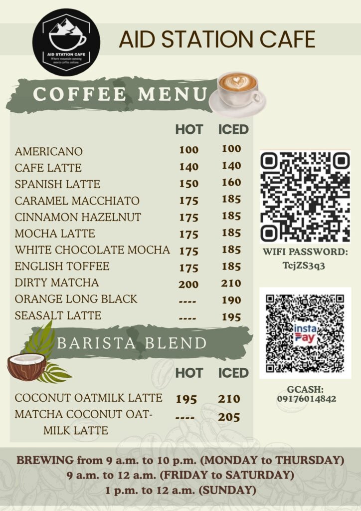 Aid Station's Coffee Menu