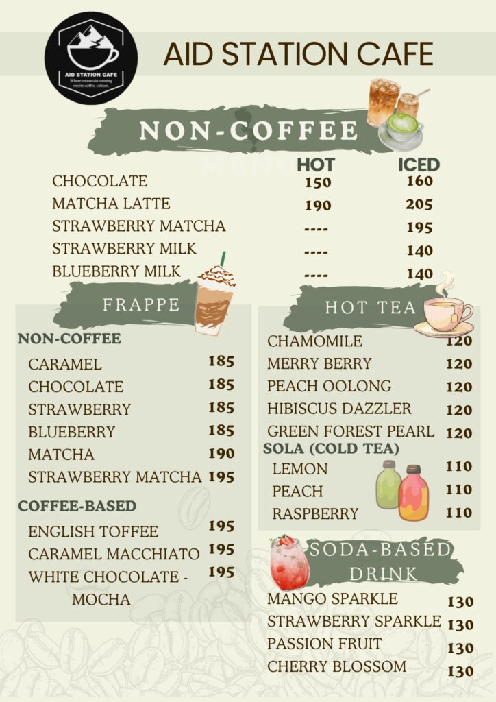 Aid Station's non-coffee Menu